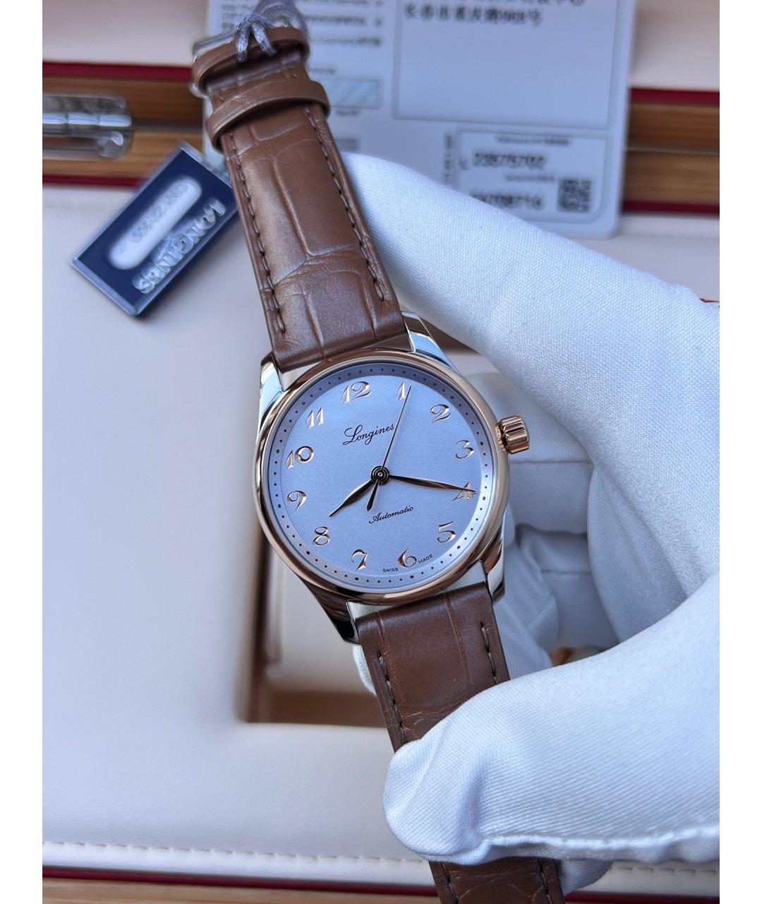 LONGINES Белые часы из розового золота, фото 2