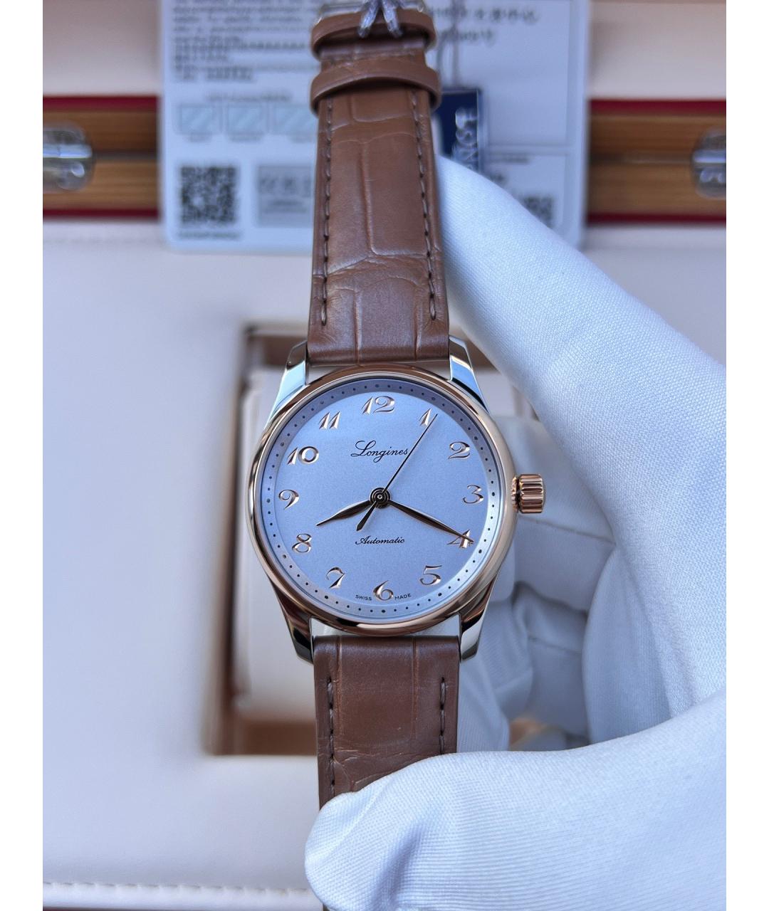 LONGINES Белые часы из розового золота, фото 6