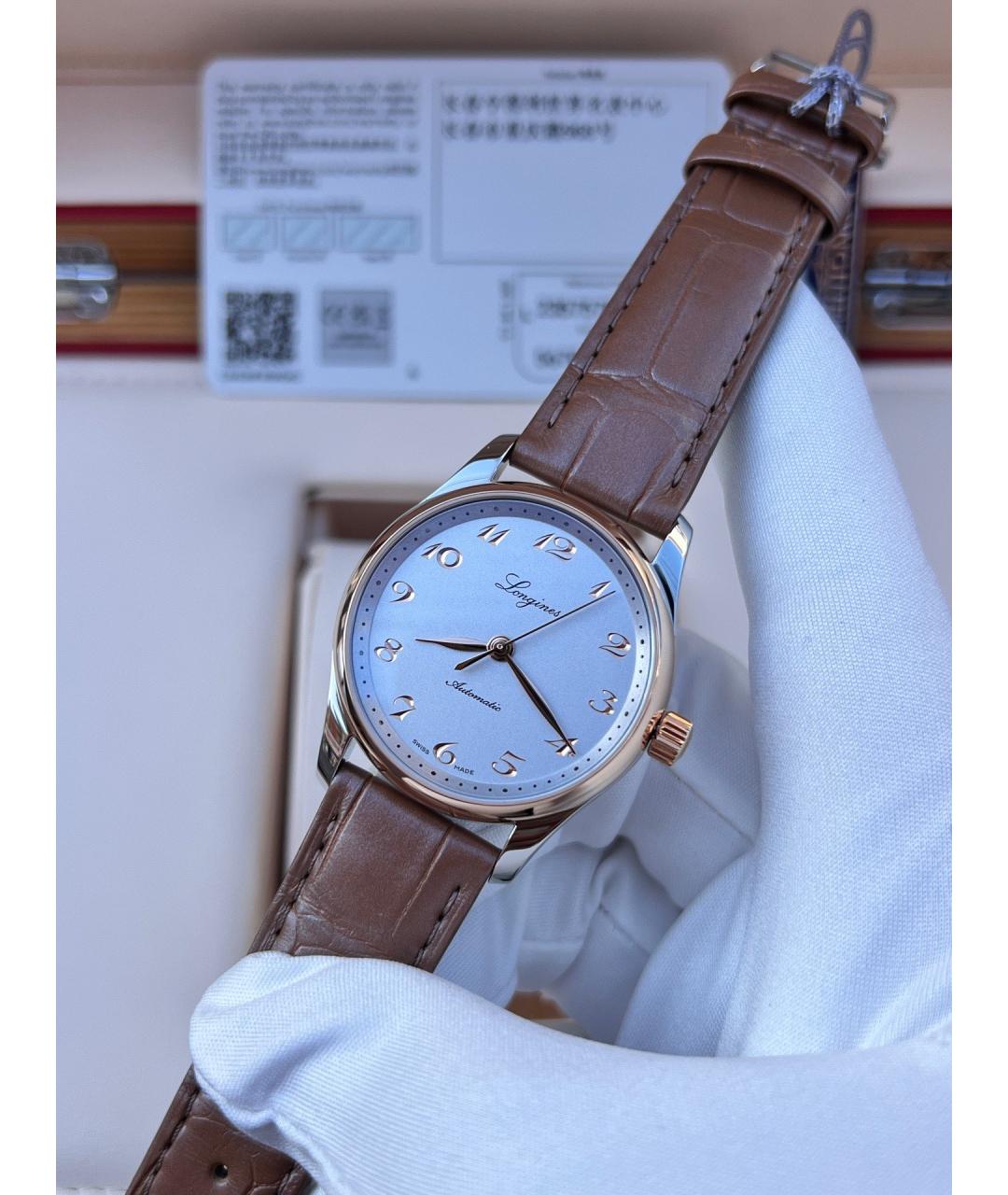 LONGINES Белые часы из розового золота, фото 3