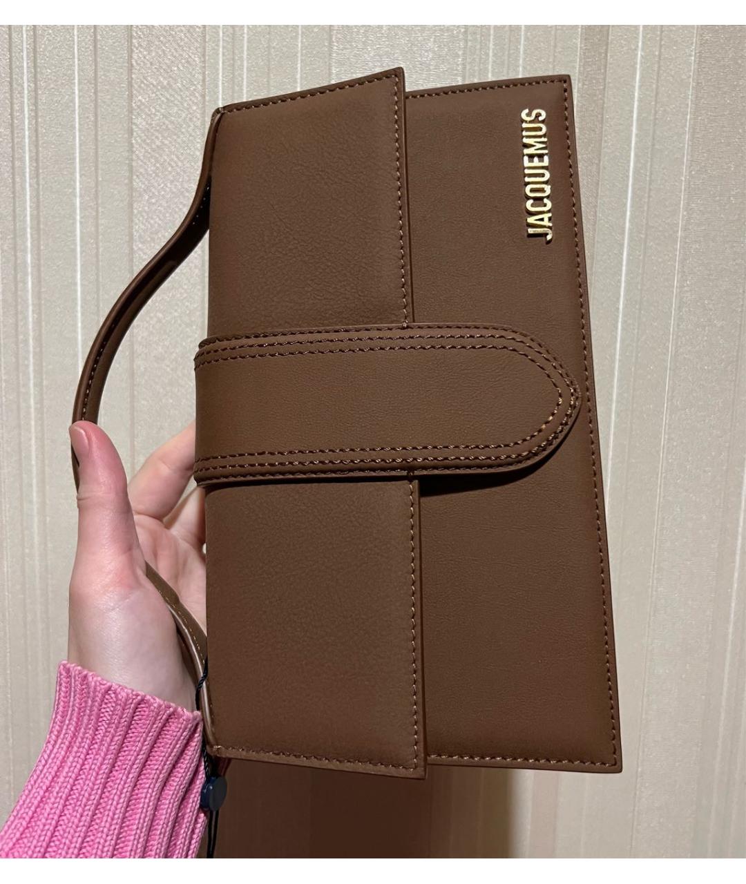 JACQUEMUS Коричневая замшевая сумка через плечо, фото 4