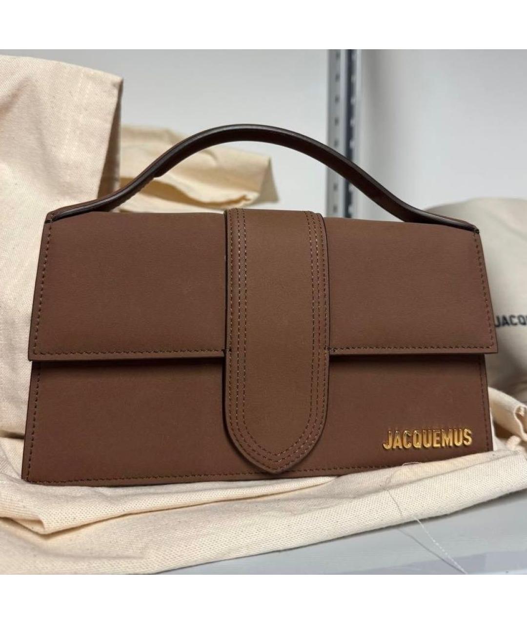 JACQUEMUS Коричневая замшевая сумка через плечо, фото 6