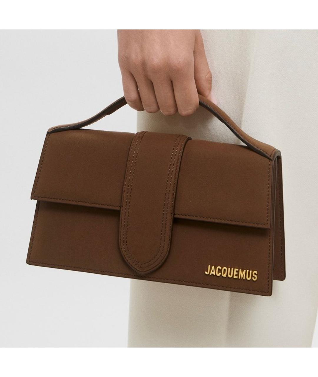 JACQUEMUS Коричневая замшевая сумка через плечо, фото 5