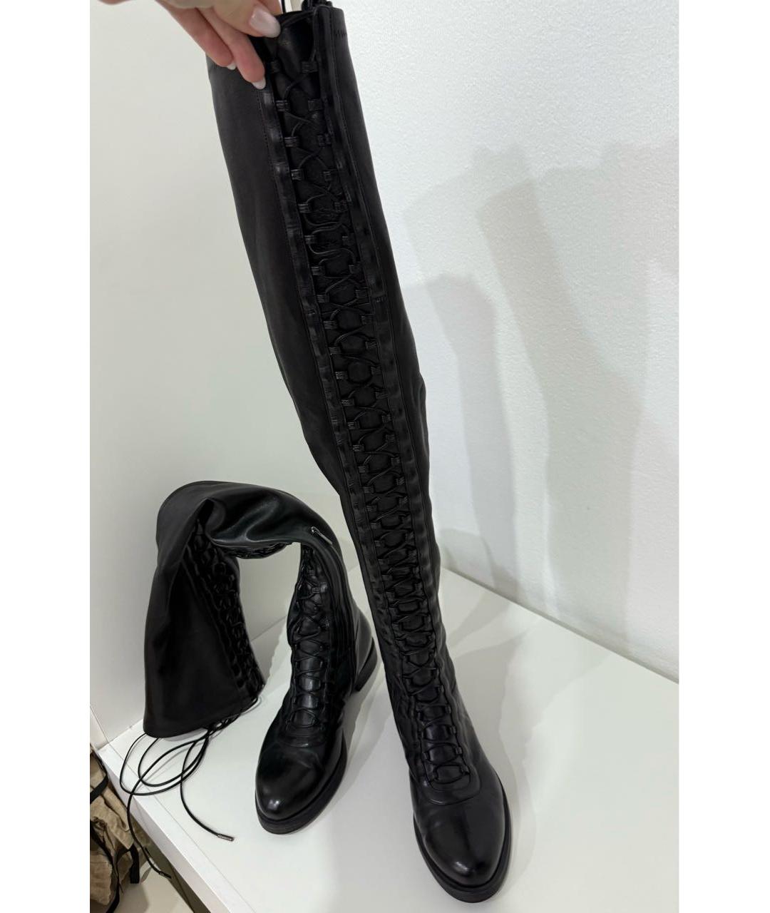 LE SILLA Черные кожаные ботфорты, фото 3