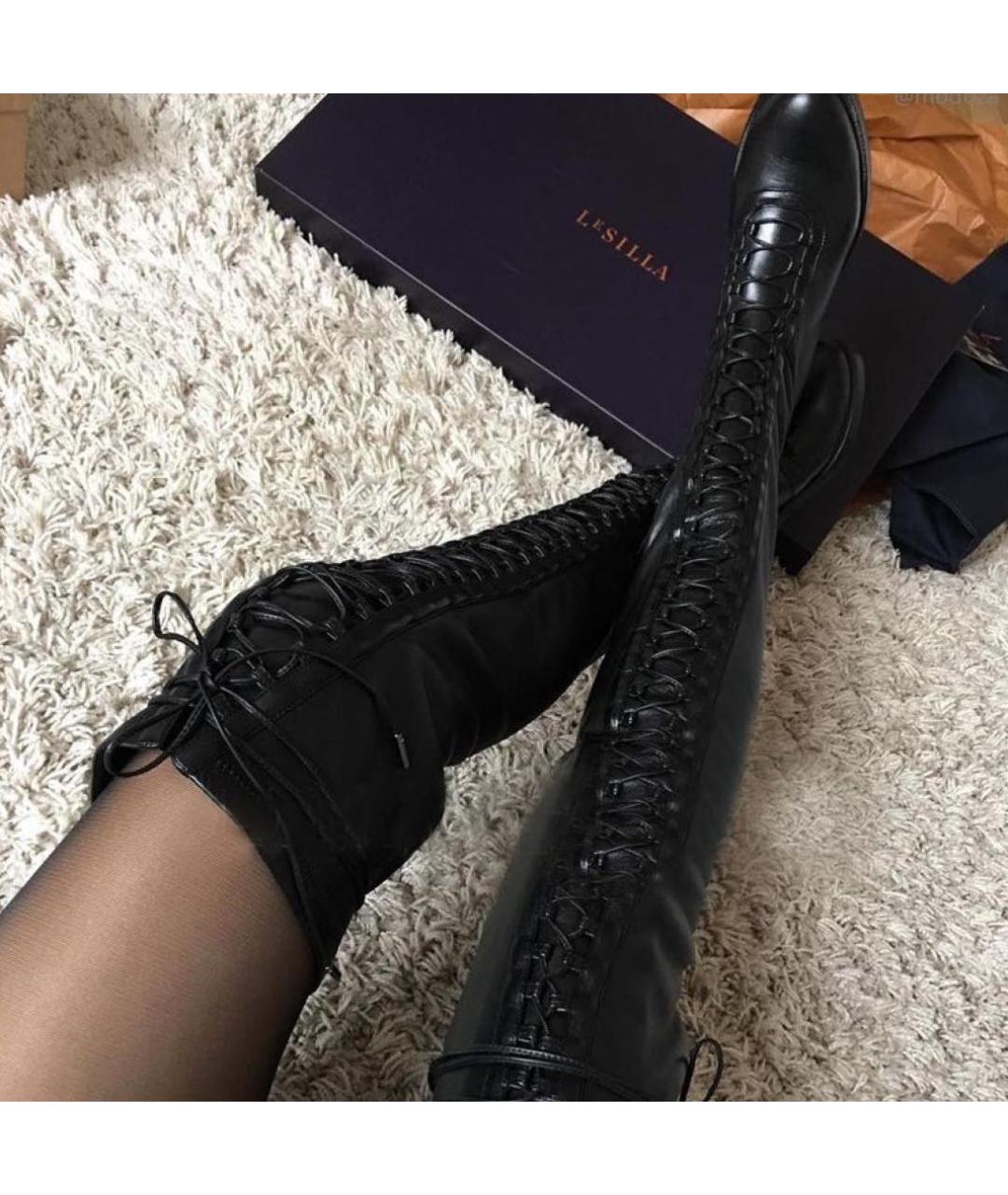 LE SILLA Черные кожаные ботфорты, фото 2