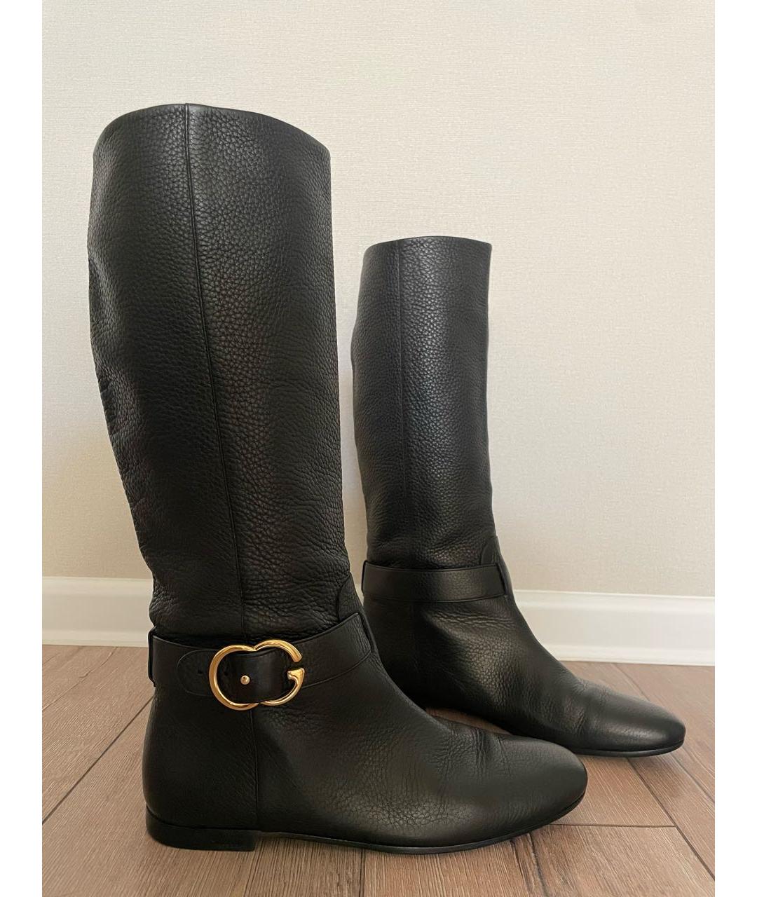 GUCCI Черные кожаные сапоги, фото 5