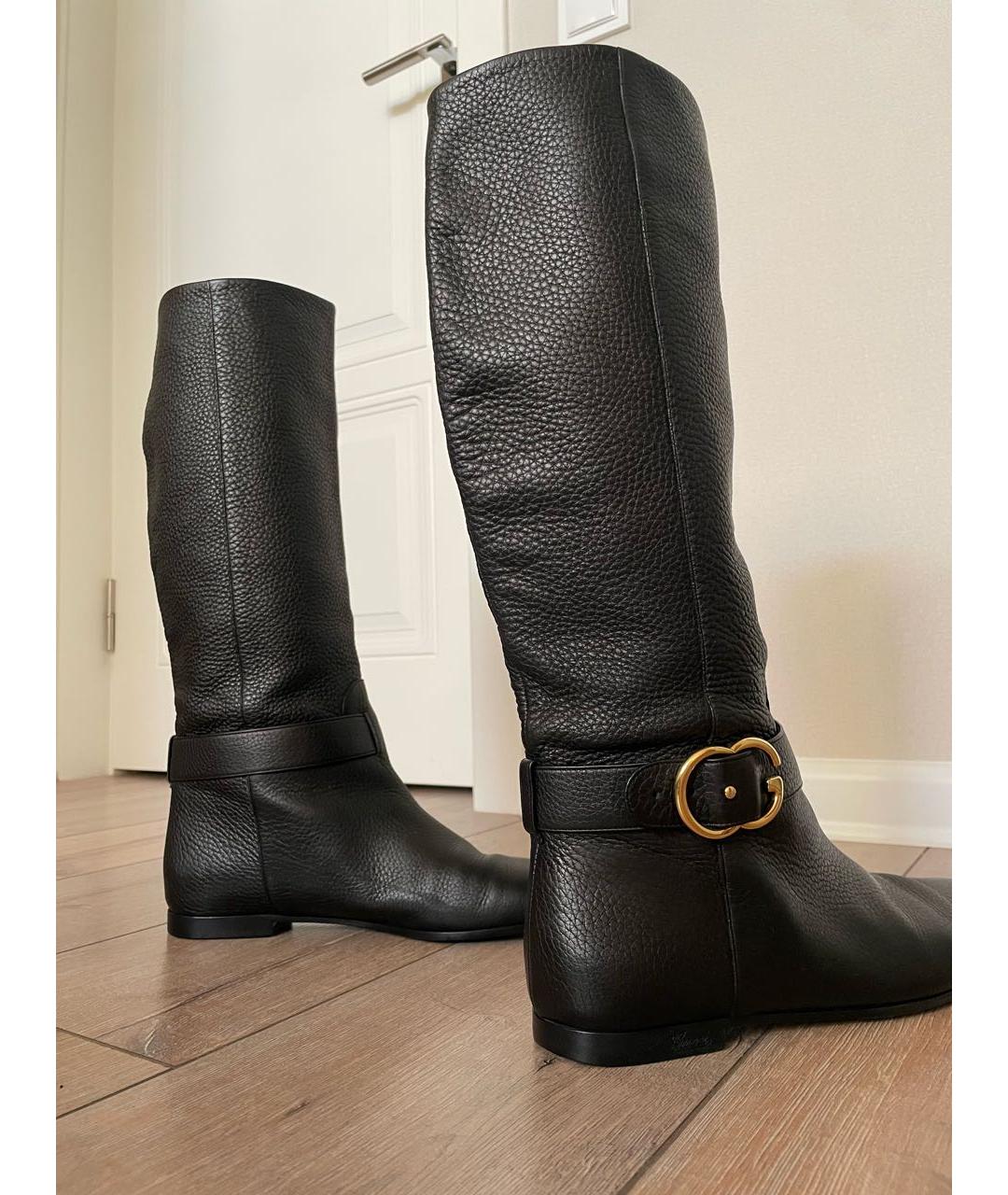 GUCCI Черные кожаные сапоги, фото 2