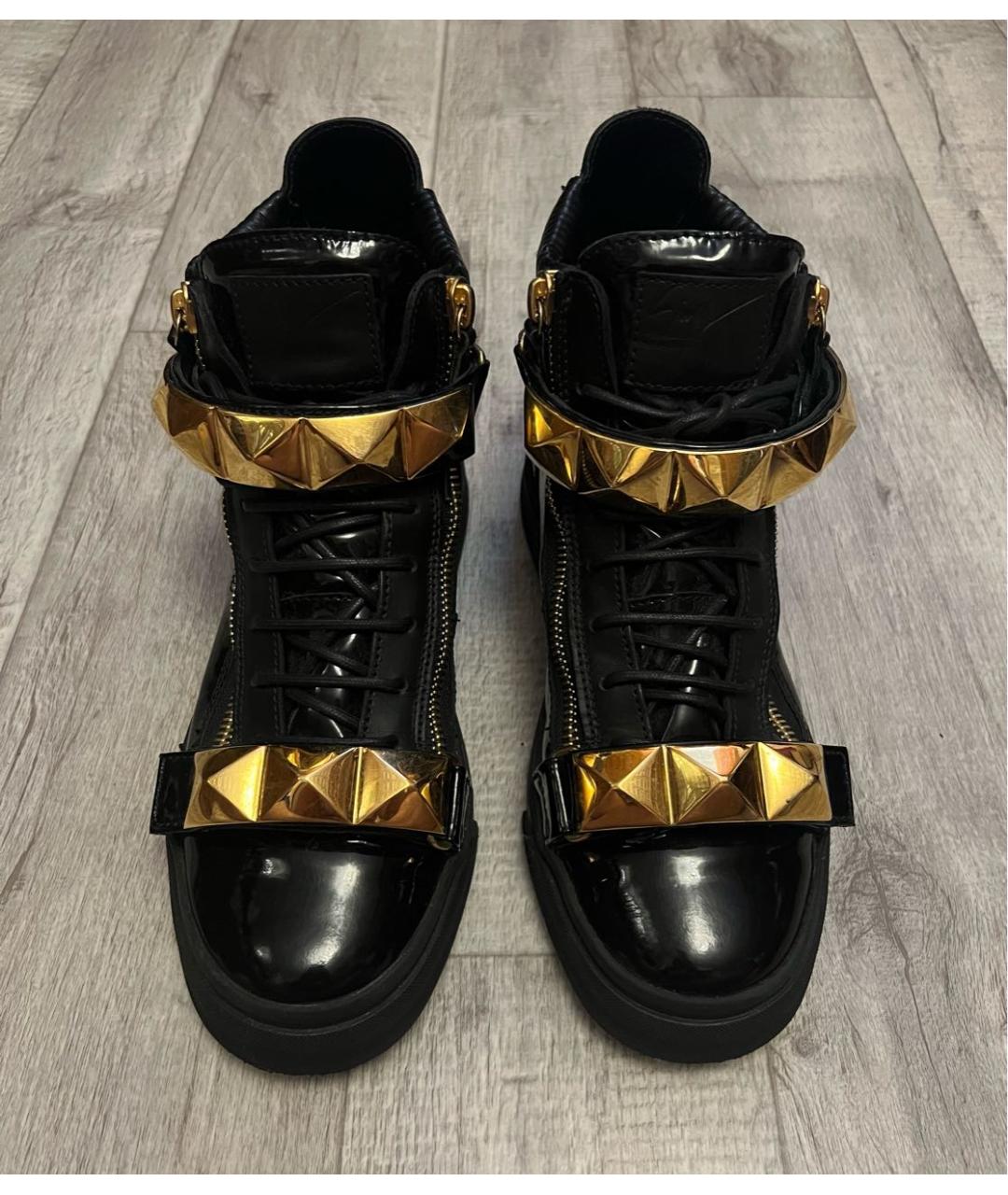 GIUSEPPE ZANOTTI DESIGN Черные высокие кроссовки / кеды из лакированной кожи, фото 3