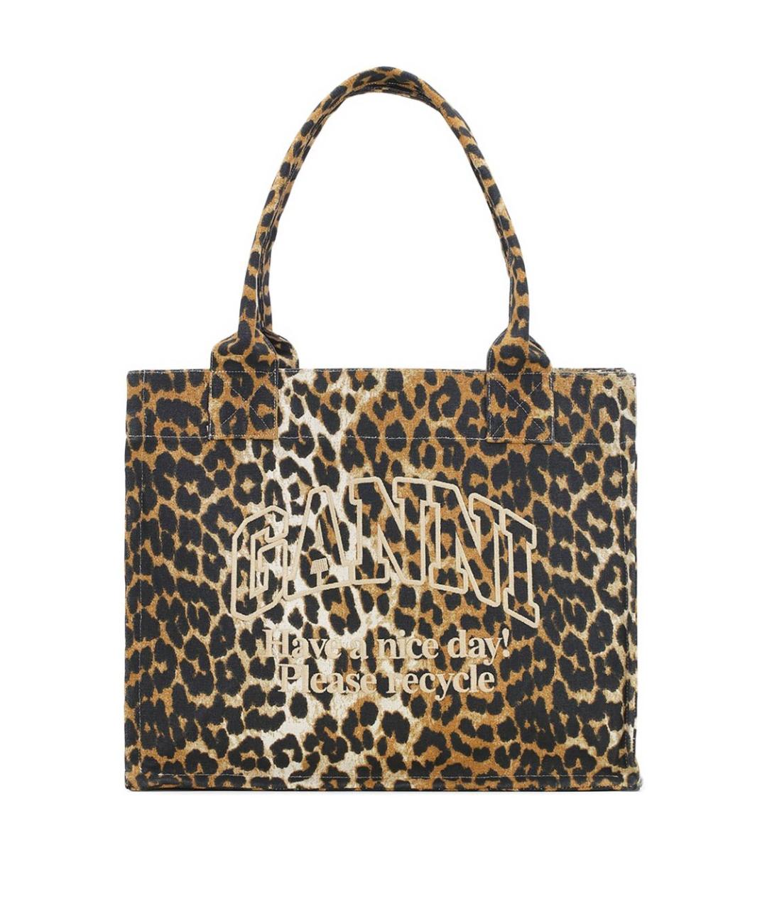 GANNI Коричневая хлопковая сумка тоут, фото 1