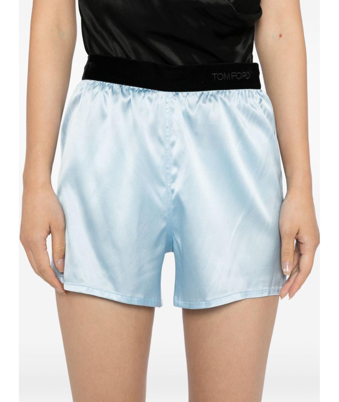 TOM FORD Голубые шелковые шорты, фото 3