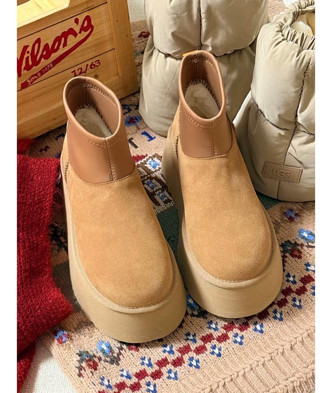 UGG AUSTRALIA Бежевые замшевые ботинки, фото 6