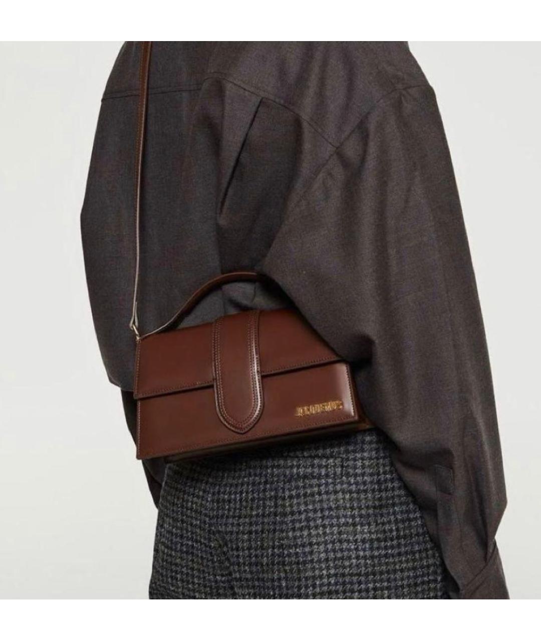 JACQUEMUS Коричневая кожаная сумка через плечо, фото 7