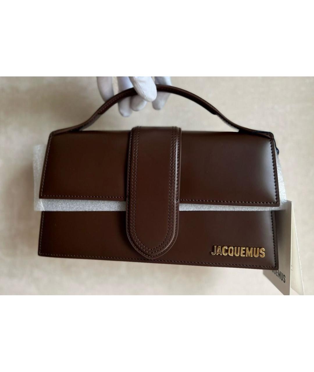 JACQUEMUS Коричневая кожаная сумка через плечо, фото 6
