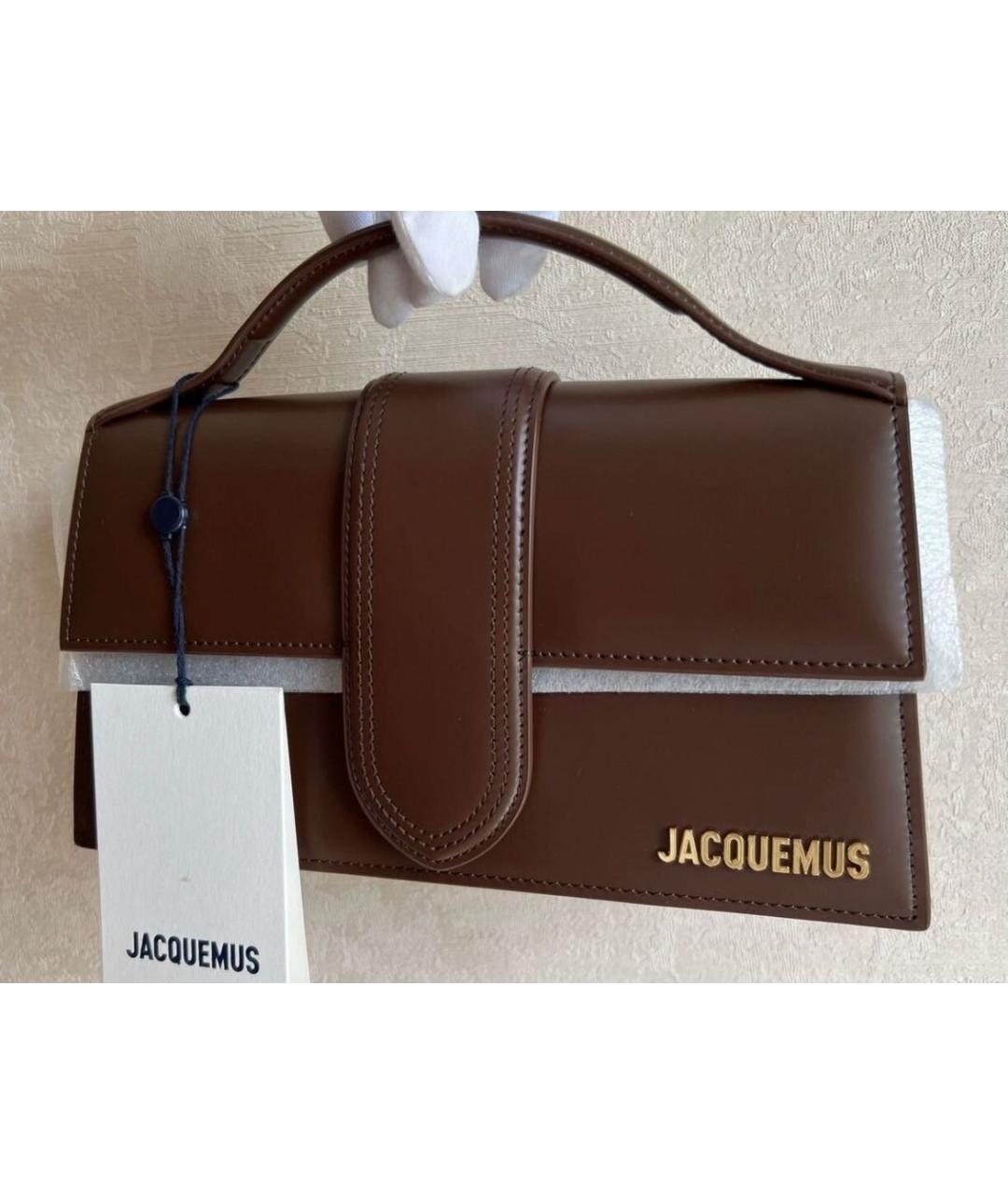 JACQUEMUS Коричневая кожаная сумка через плечо, фото 4