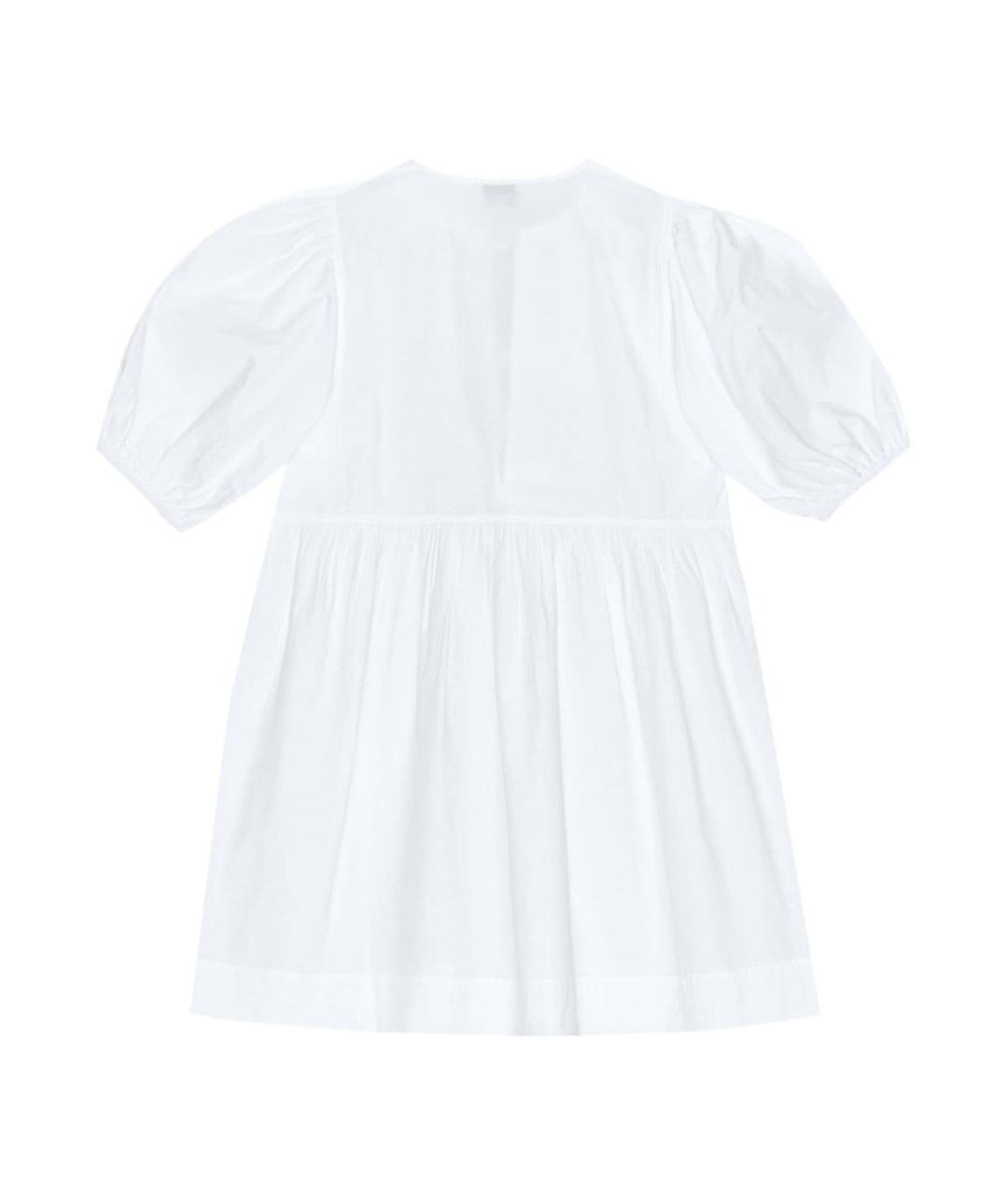 GANNI Белое хлопковое повседневное платье, фото 2