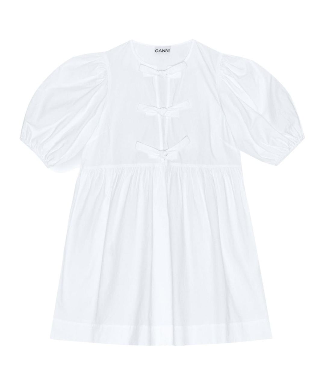 GANNI Белое хлопковое повседневное платье, фото 1