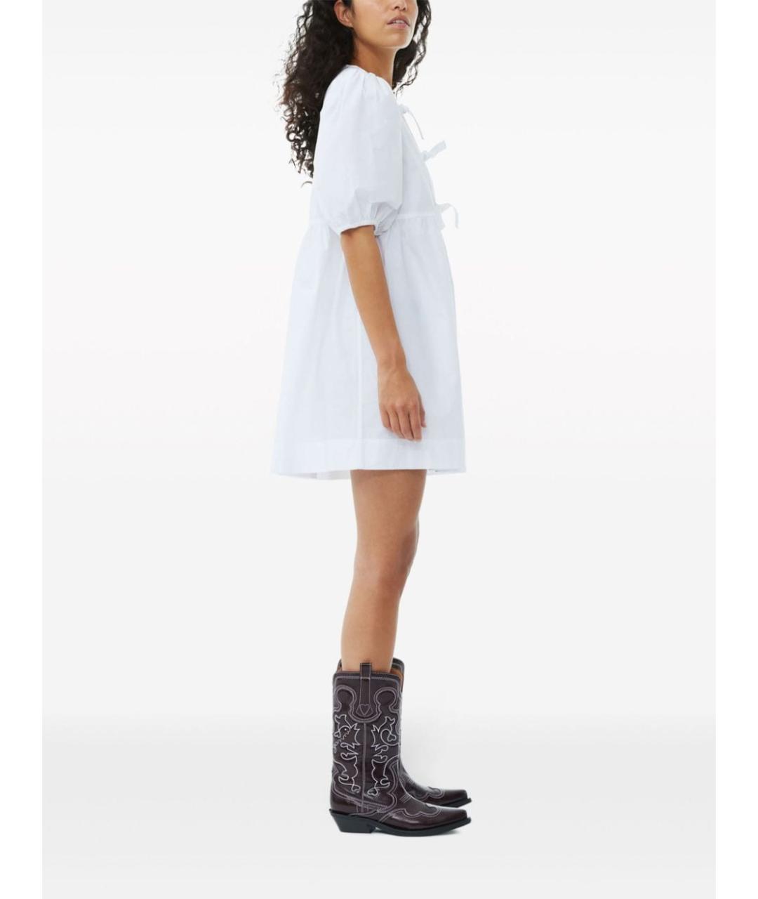 GANNI Белое хлопковое повседневное платье, фото 4