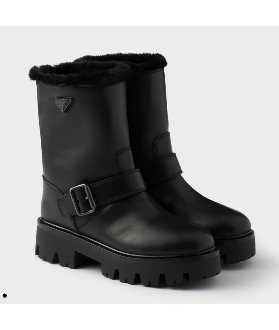 PRADA Черные кожаные ботинки, фото 5