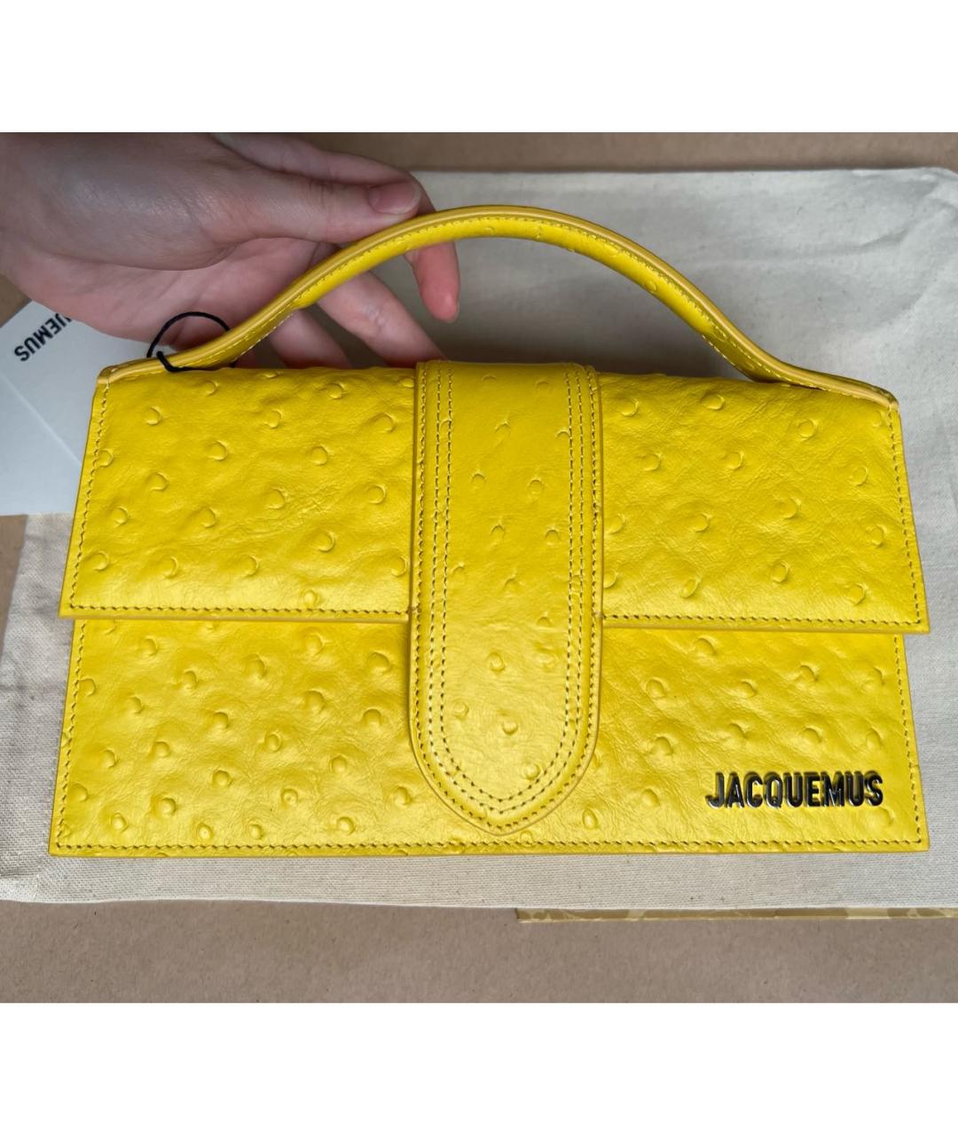 JACQUEMUS Желтая кожаная сумка через плечо, фото 7