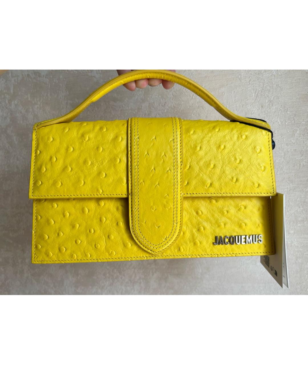 JACQUEMUS Желтая кожаная сумка через плечо, фото 8
