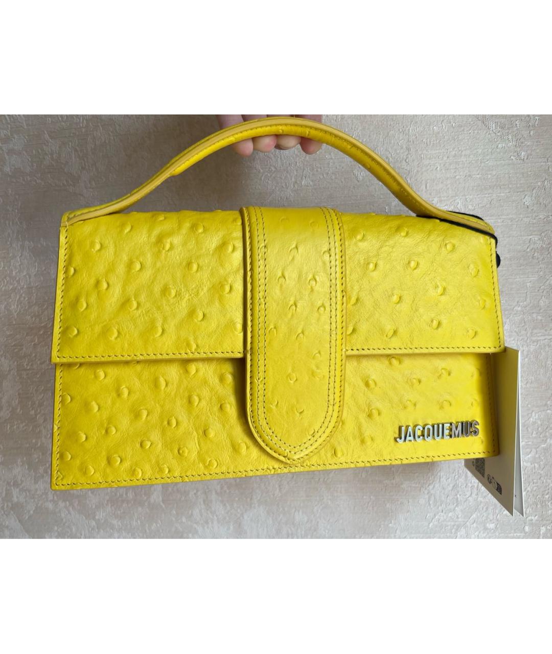 JACQUEMUS Желтая кожаная сумка через плечо, фото 2