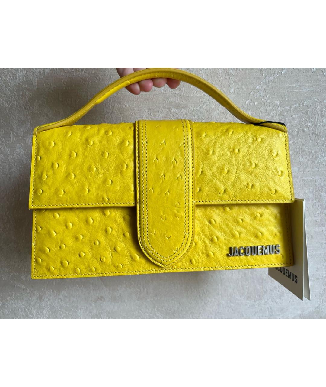JACQUEMUS Желтая кожаная сумка через плечо, фото 5
