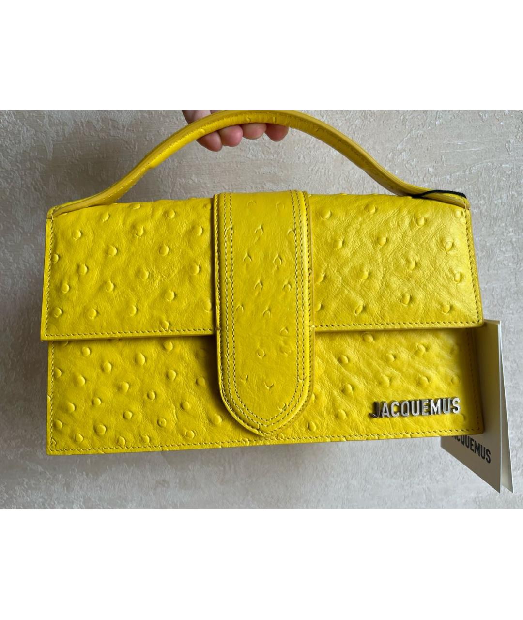 JACQUEMUS Желтая кожаная сумка через плечо, фото 4
