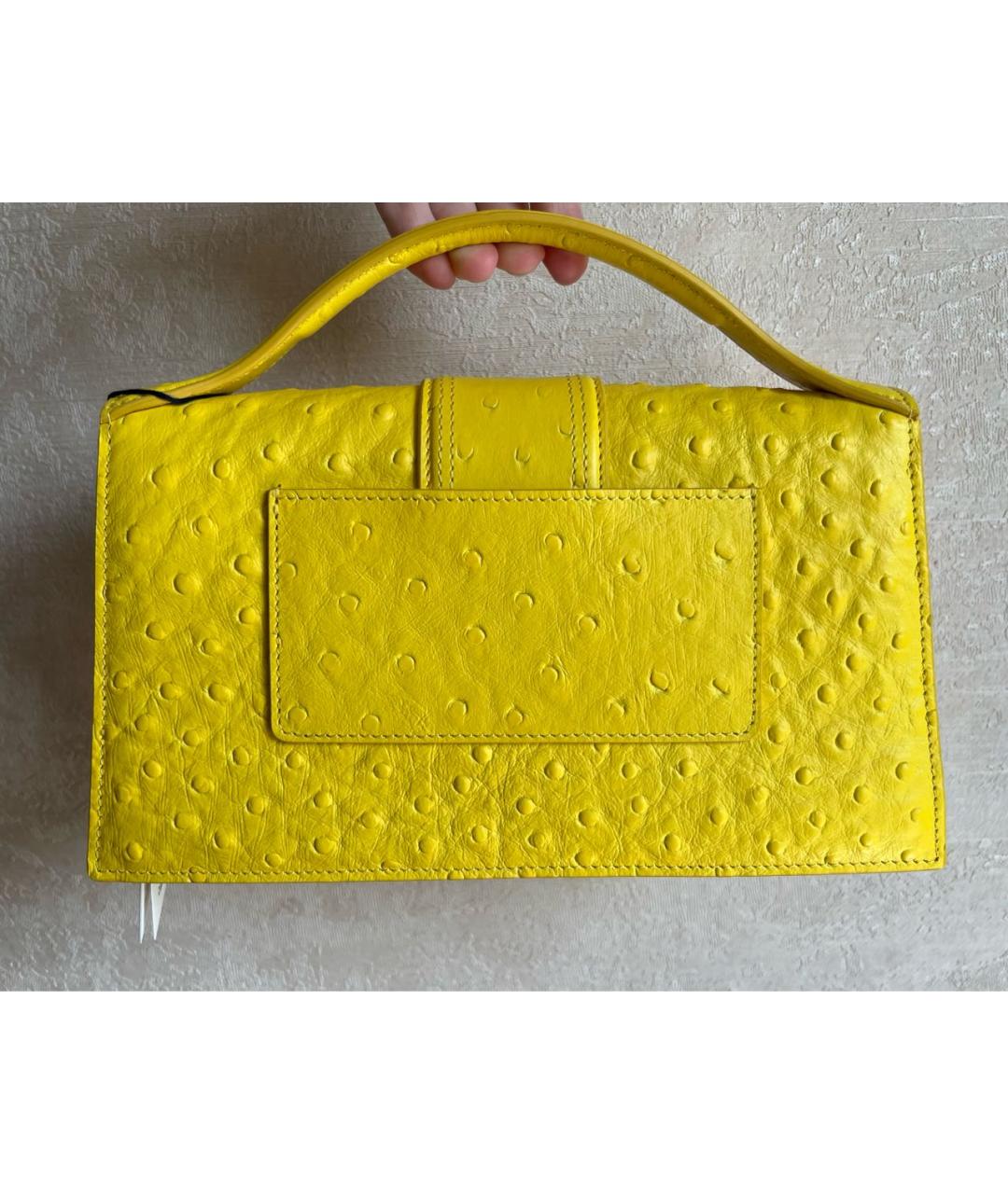 JACQUEMUS Желтая кожаная сумка через плечо, фото 3