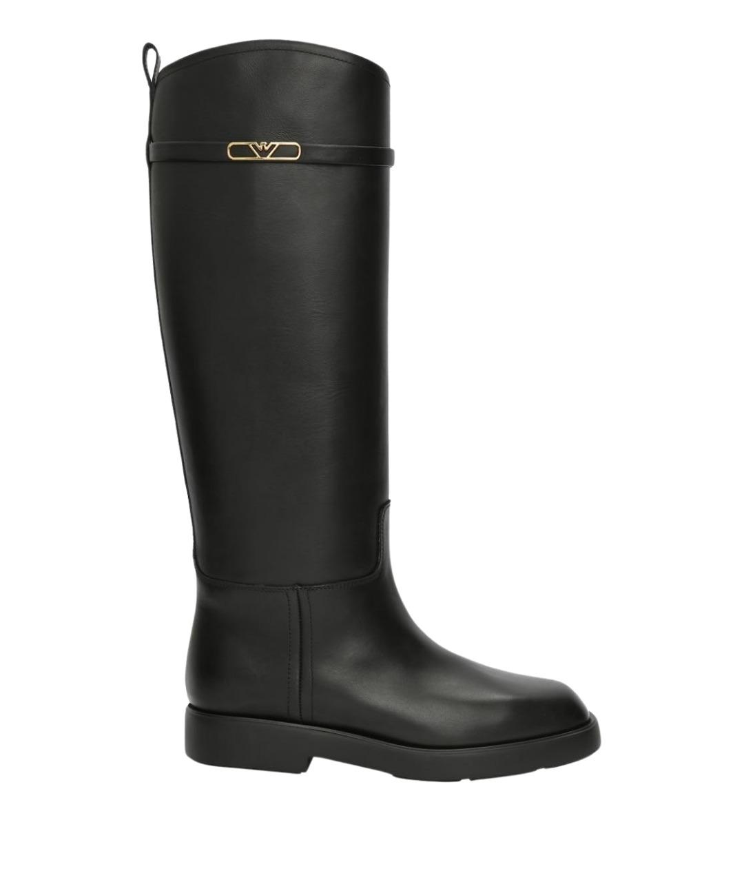 EMPORIO ARMANI Черные кожаные сапоги, фото 1