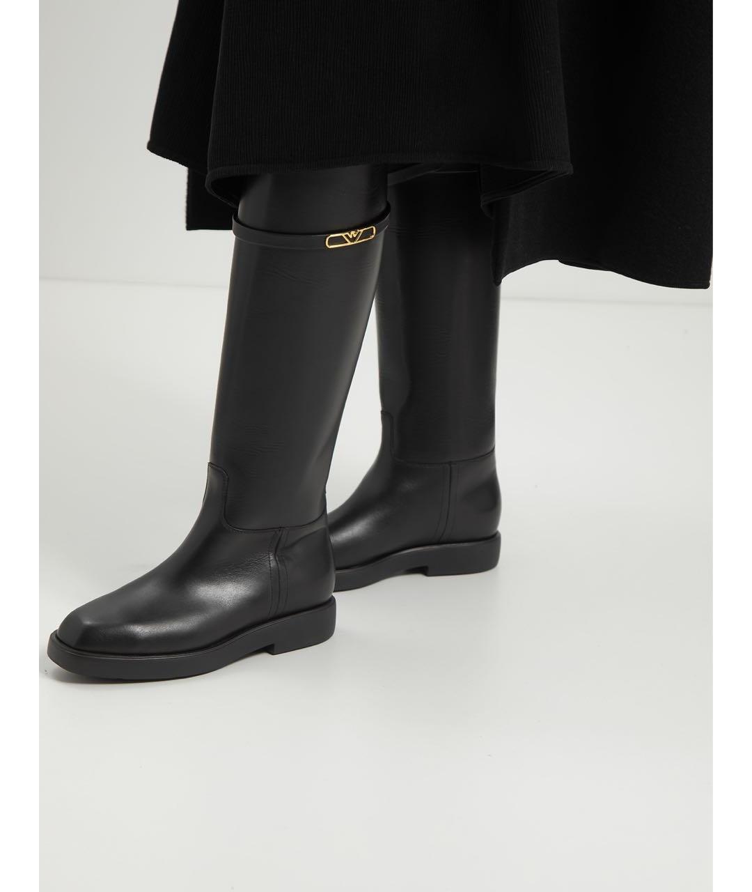 EMPORIO ARMANI Черные кожаные сапоги, фото 3