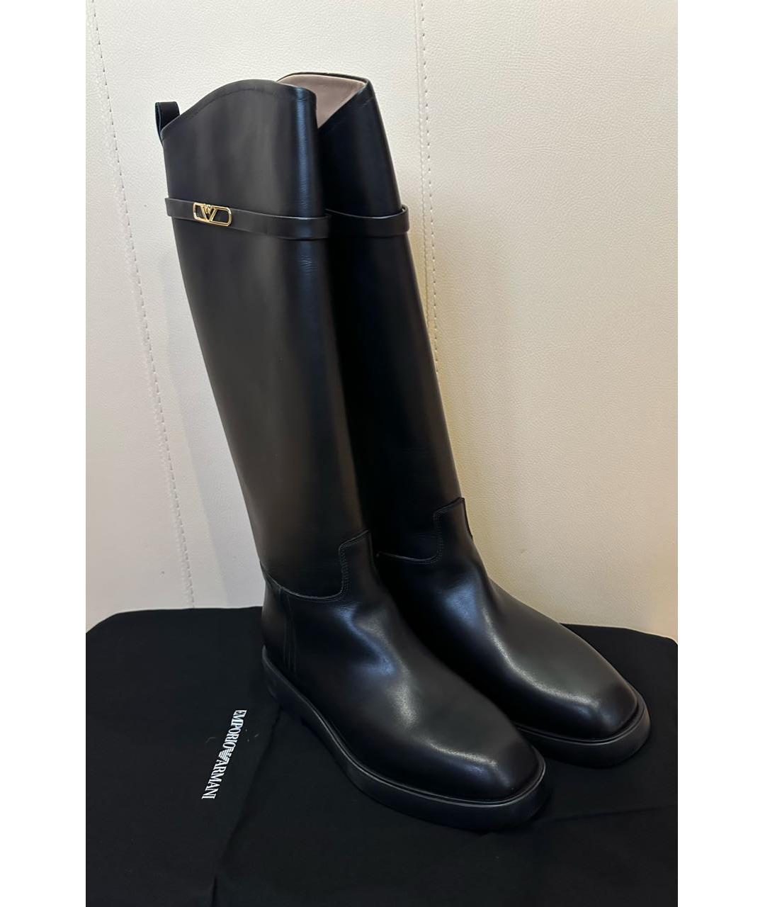 EMPORIO ARMANI Черные кожаные сапоги, фото 6