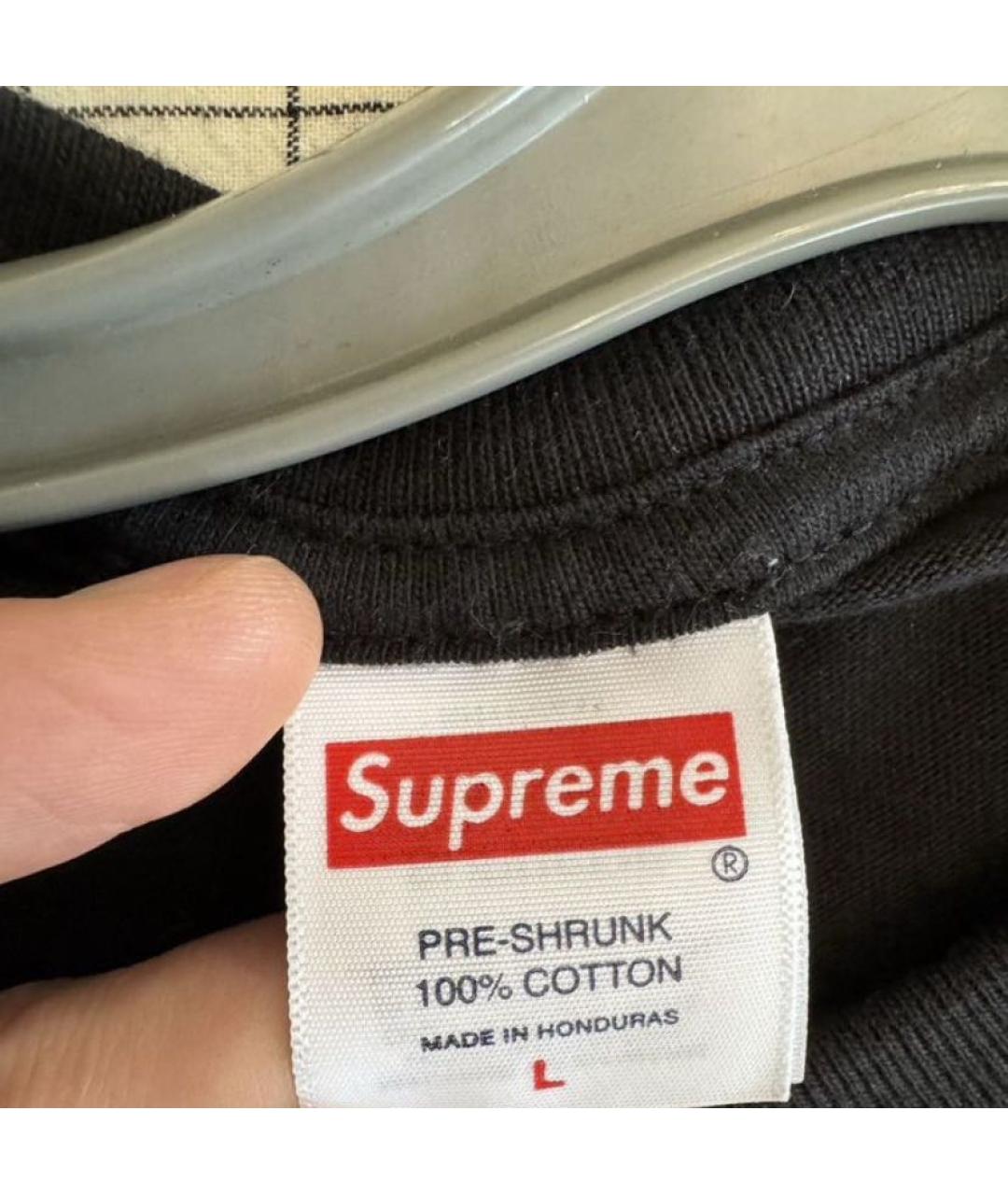 SUPREME Черная хлопковая футболка, фото 6