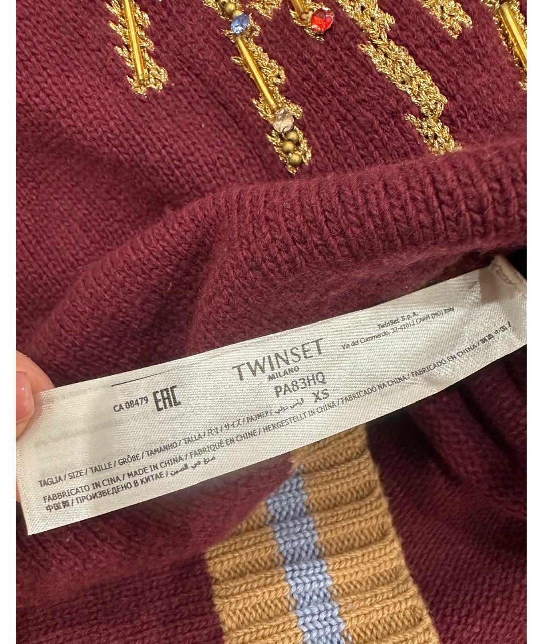 TWIN-SET Бордовый джемпер / свитер, фото 4