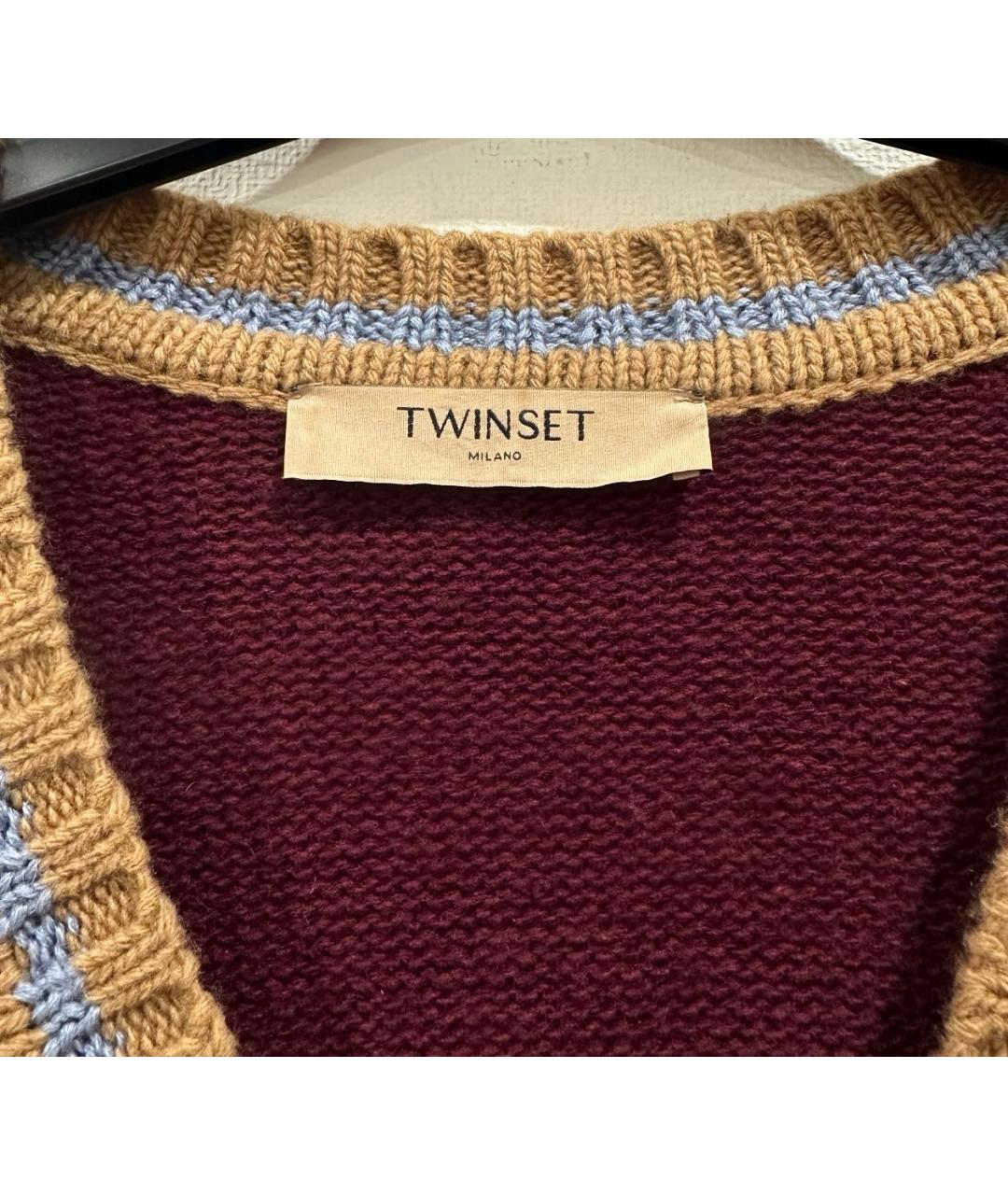 TWIN-SET Бордовый джемпер / свитер, фото 6