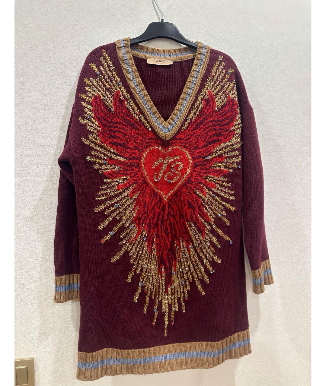 TWIN-SET Бордовый джемпер / свитер, фото 9