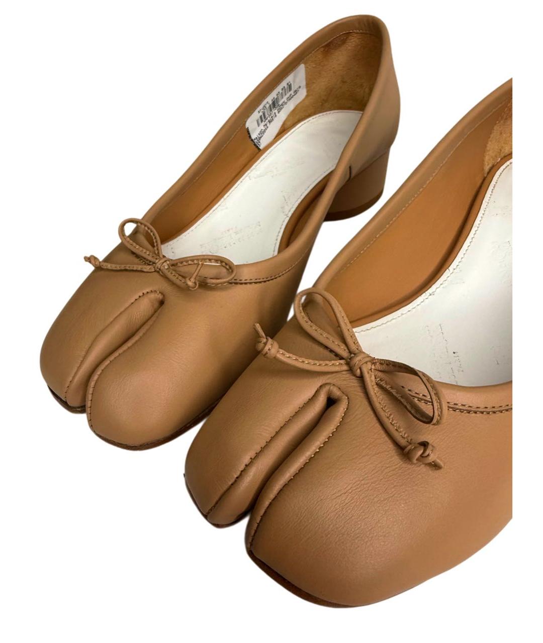 MAISON MARGIELA Бежевые кожаные туфли, фото 4