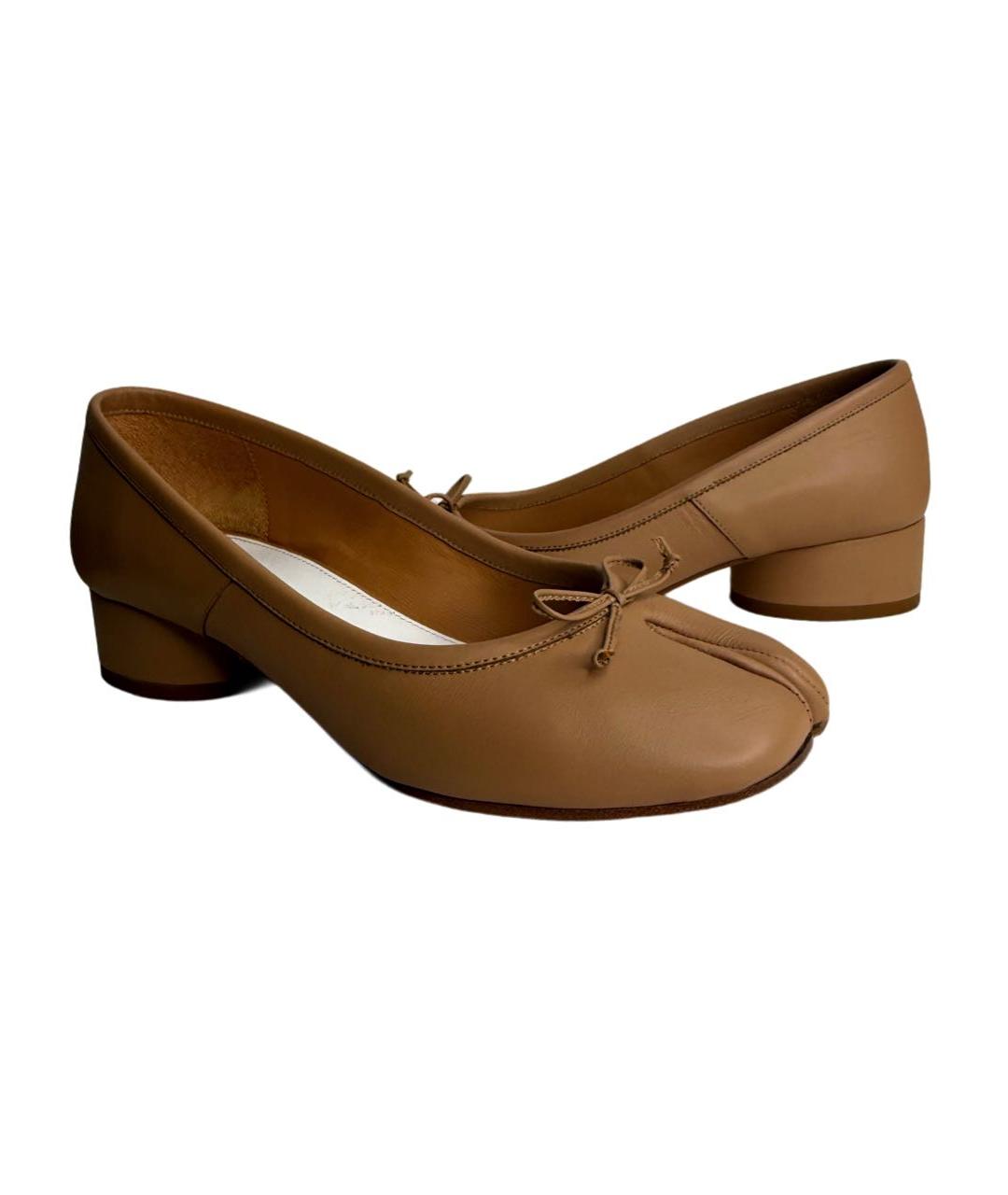 MAISON MARGIELA Бежевые кожаные туфли, фото 2