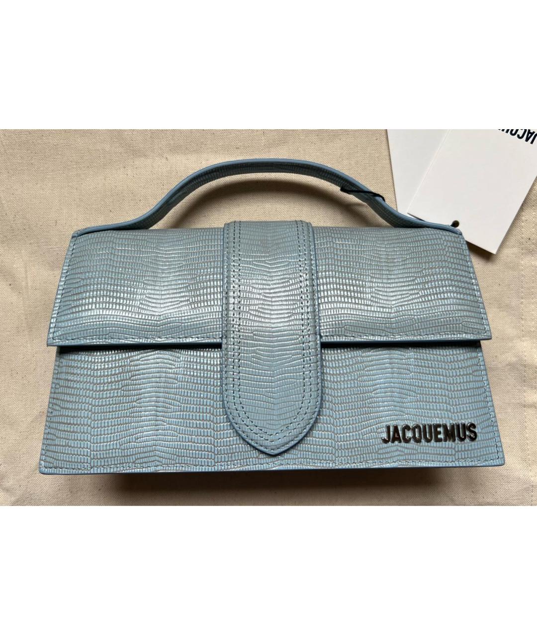 JACQUEMUS Голубая кожаная сумка через плечо, фото 5