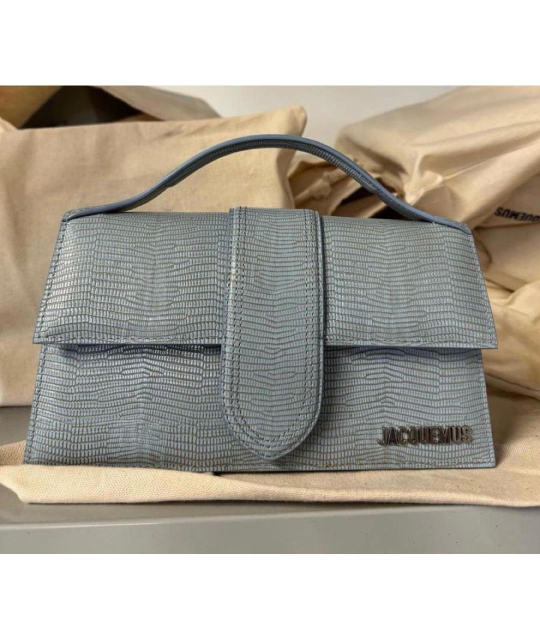 JACQUEMUS Голубая кожаная сумка через плечо, фото 3