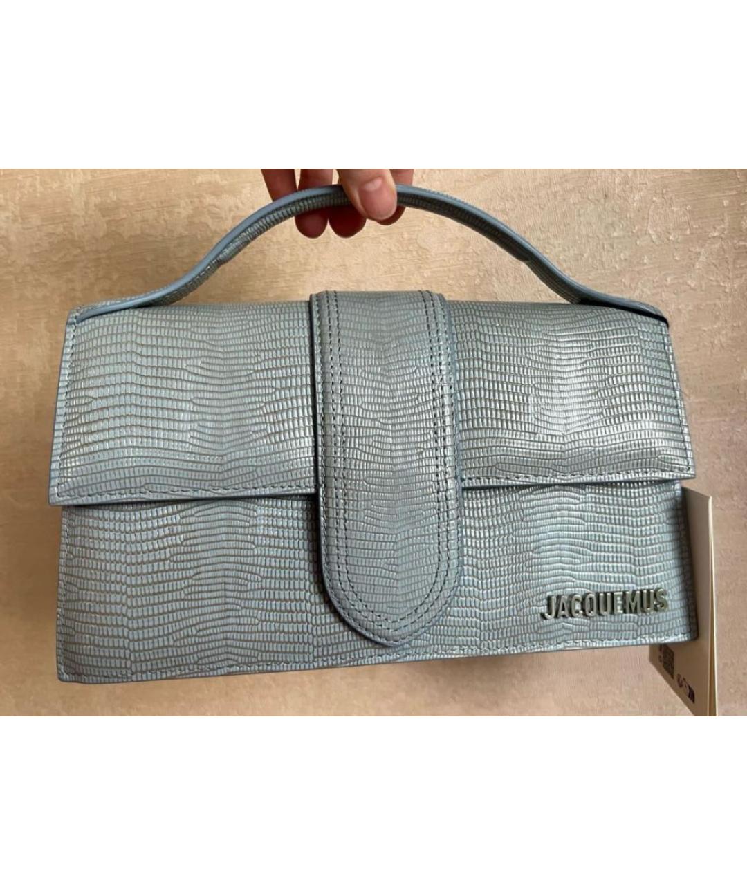 JACQUEMUS Голубая кожаная сумка через плечо, фото 4