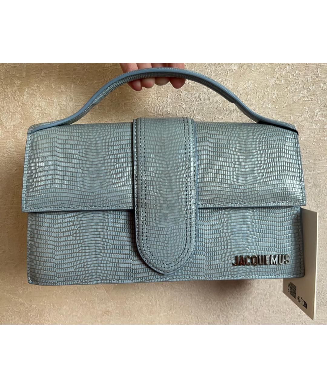 JACQUEMUS Голубая кожаная сумка через плечо, фото 7