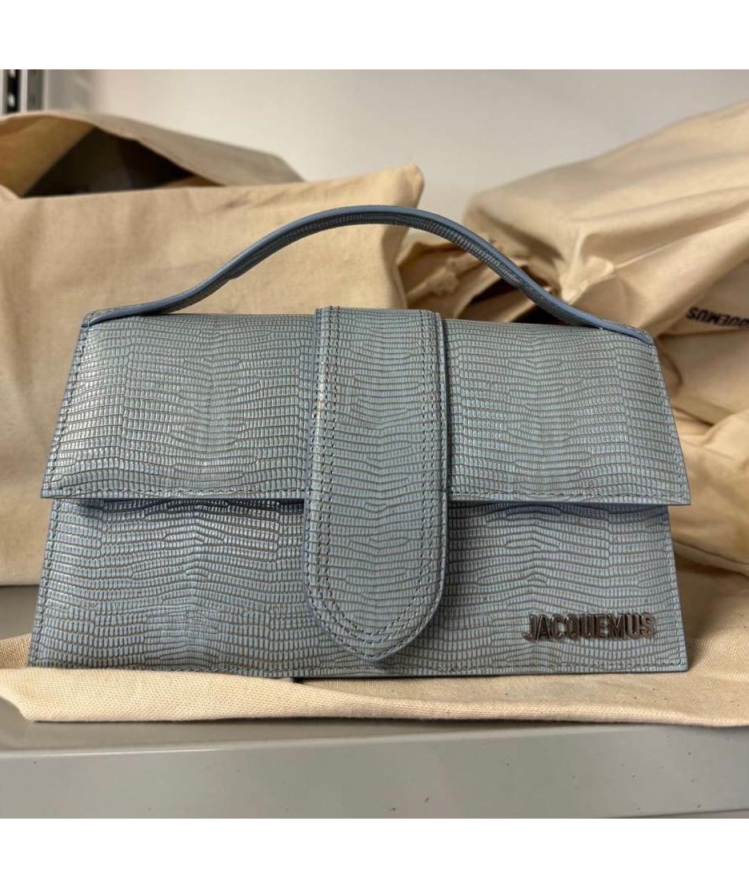 JACQUEMUS Голубая кожаная сумка через плечо, фото 6