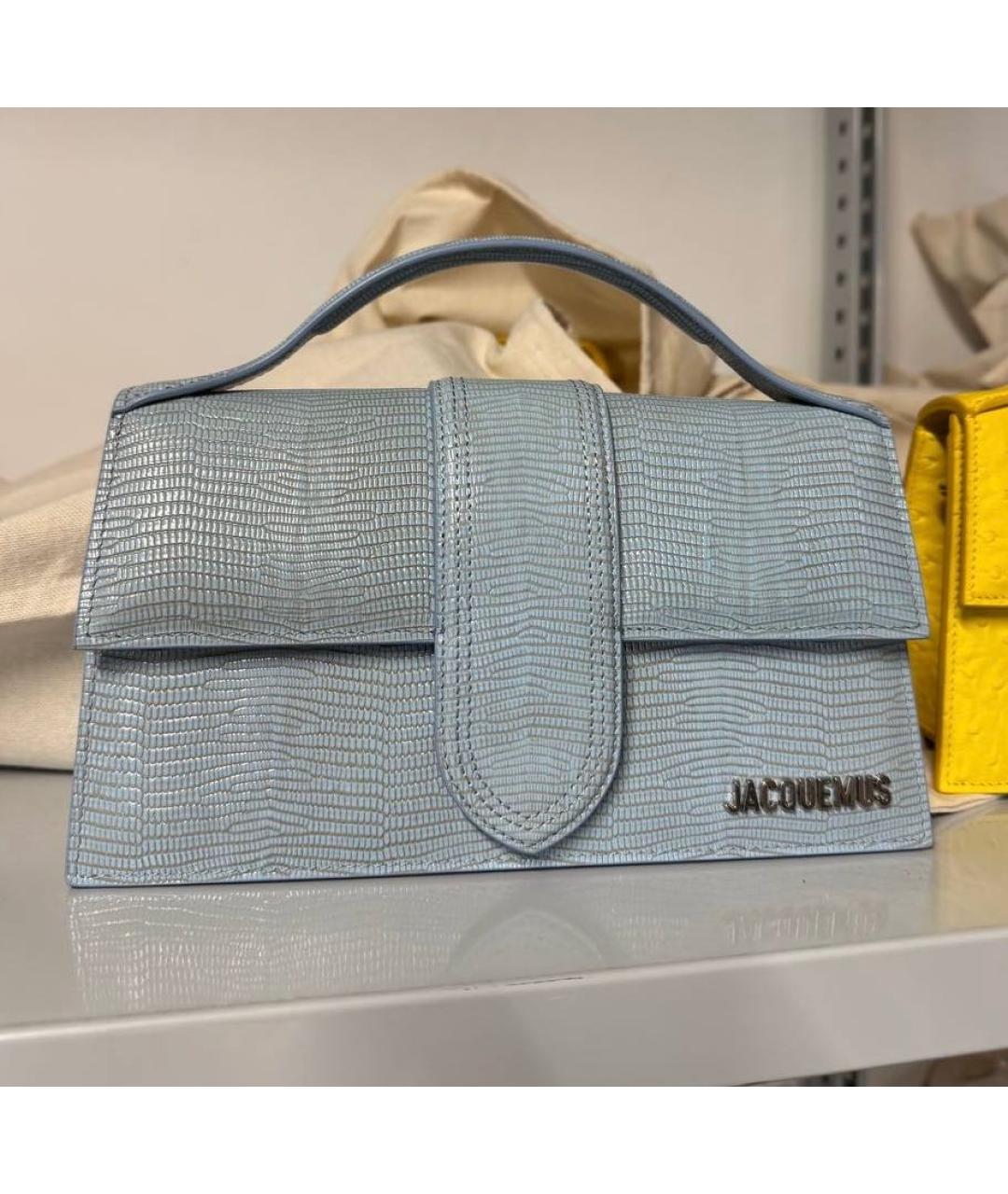 JACQUEMUS Голубая кожаная сумка через плечо, фото 9