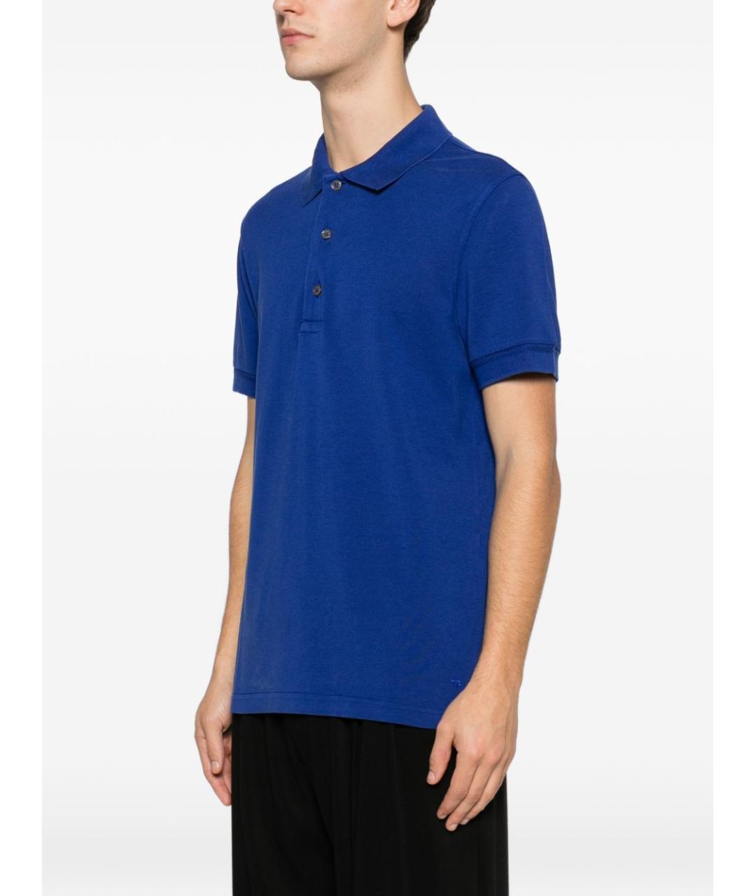 TOM FORD Синее хлопковое поло с коротким рукавом, фото 2