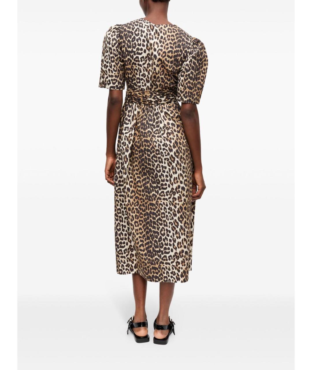 GANNI Коричневое хлопковое повседневное платье, фото 2