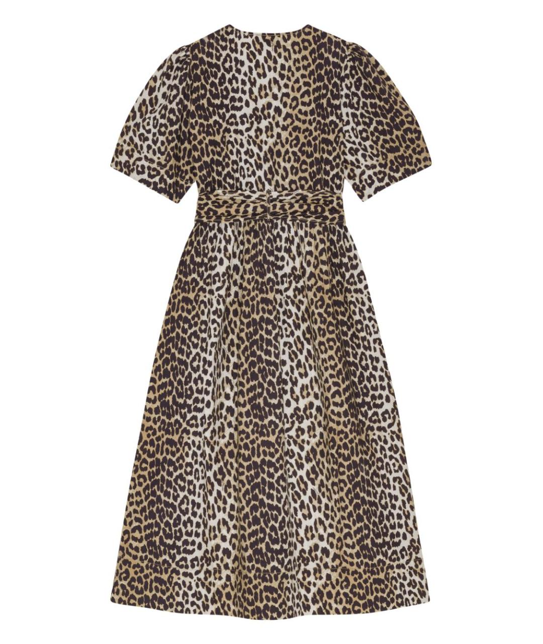 GANNI Коричневое хлопковое повседневное платье, фото 6