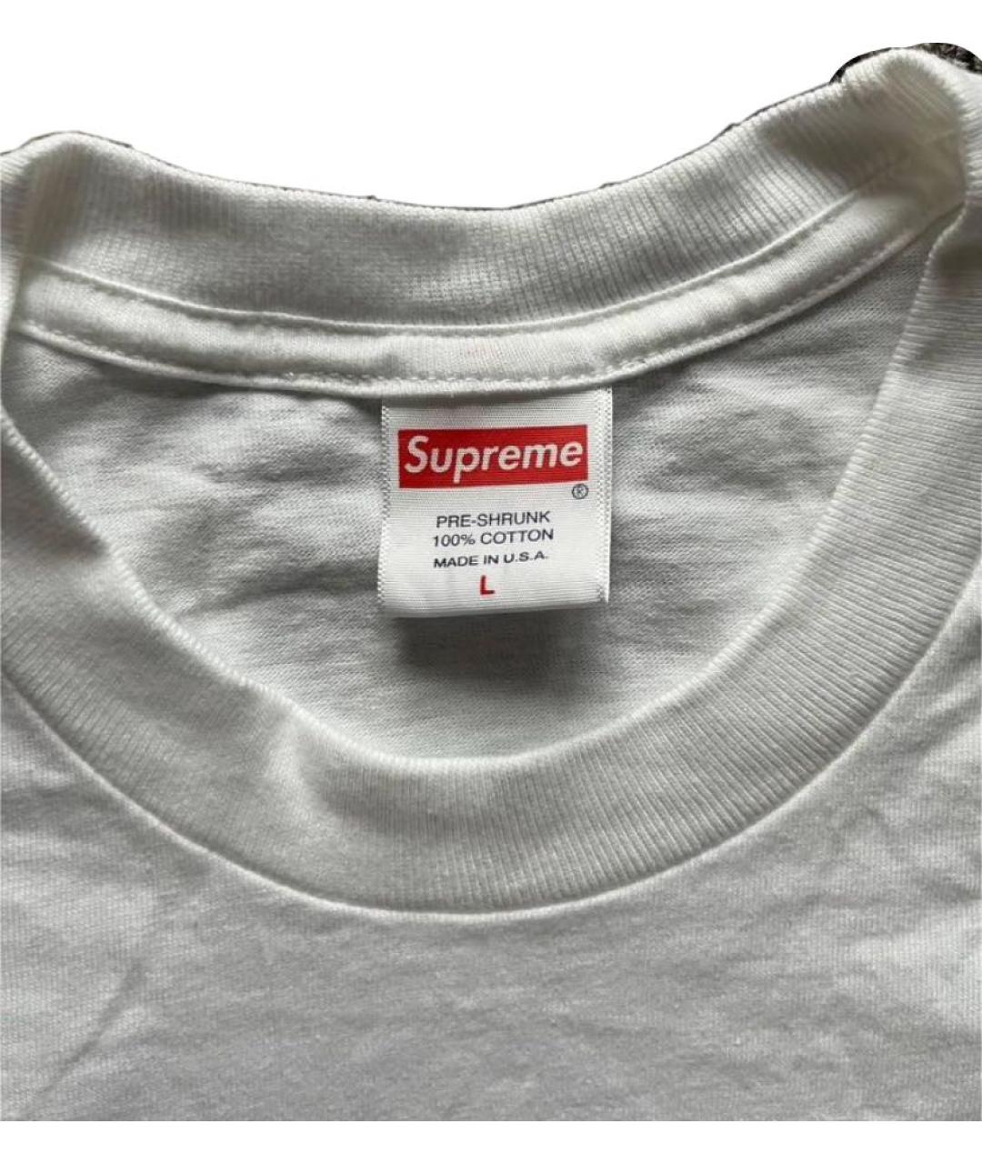 SUPREME Белая хлопковая футболка, фото 3