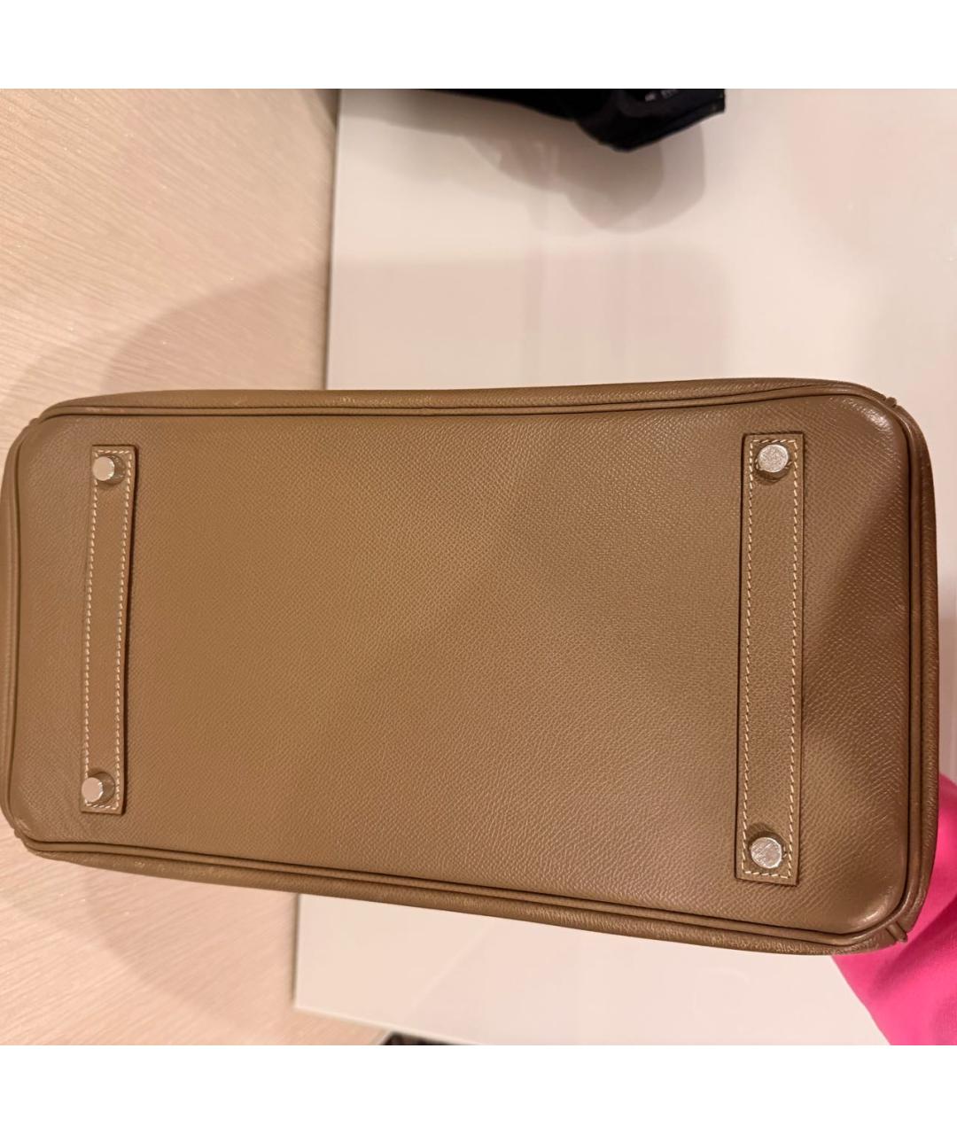 HERMES Коричневая кожаная сумка с короткими ручками, фото 2