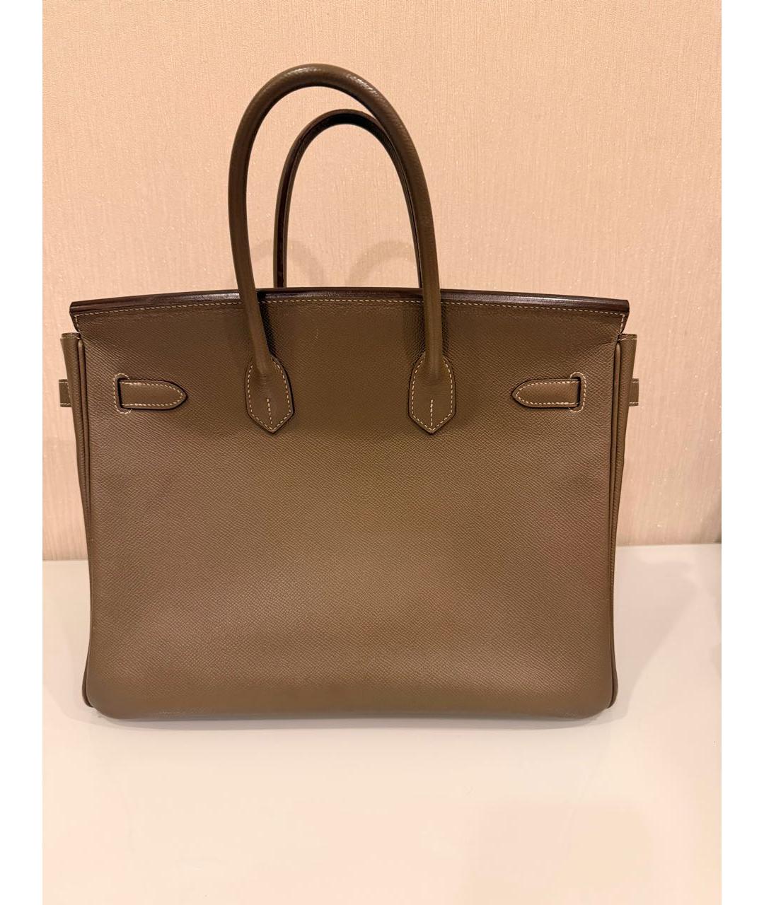 HERMES Коричневая кожаная сумка с короткими ручками, фото 3