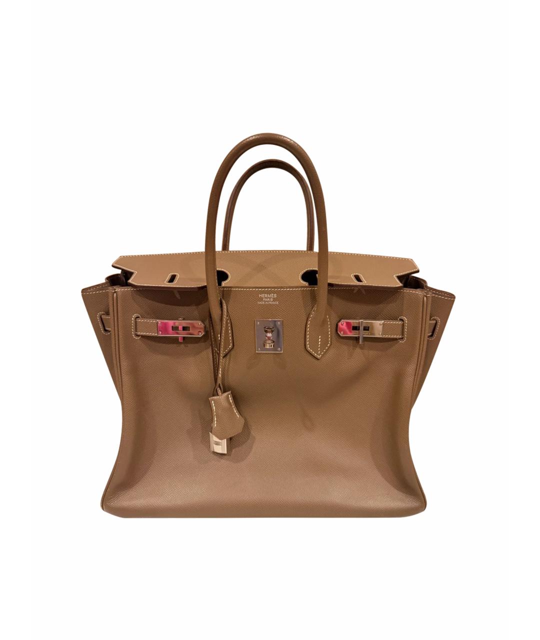 HERMES Коричневая кожаная сумка с короткими ручками, фото 1