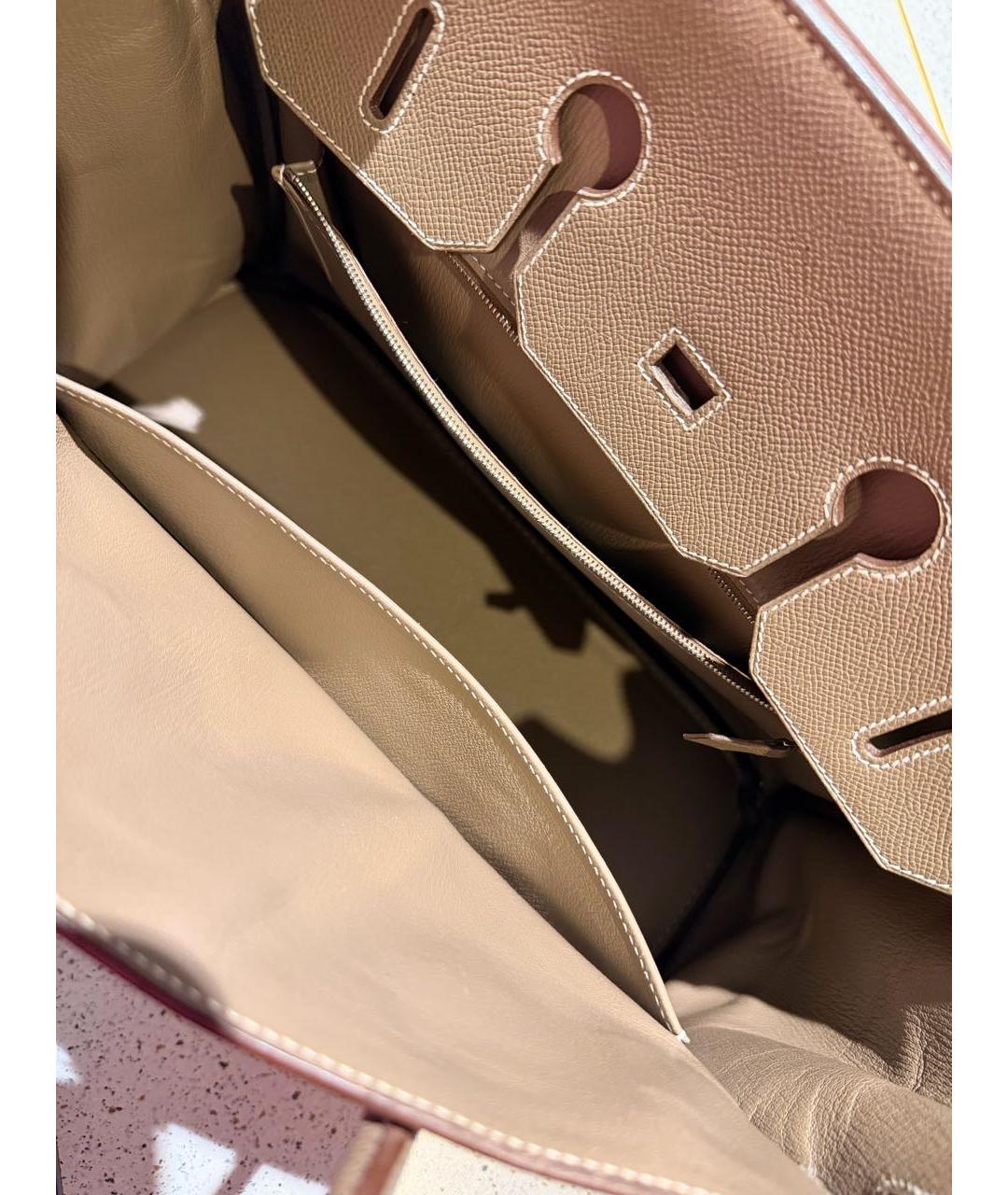 HERMES Коричневая кожаная сумка с короткими ручками, фото 4